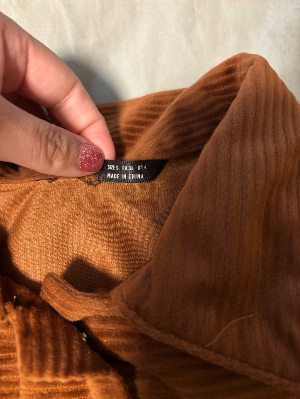 Corduroy Button-Front Trucker Jacket in Camel - Picture 8 of 11